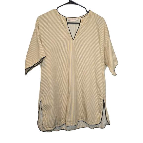 Tory Burch YELLOW Buddy stripe tunic size medium - Picture 2 of 8